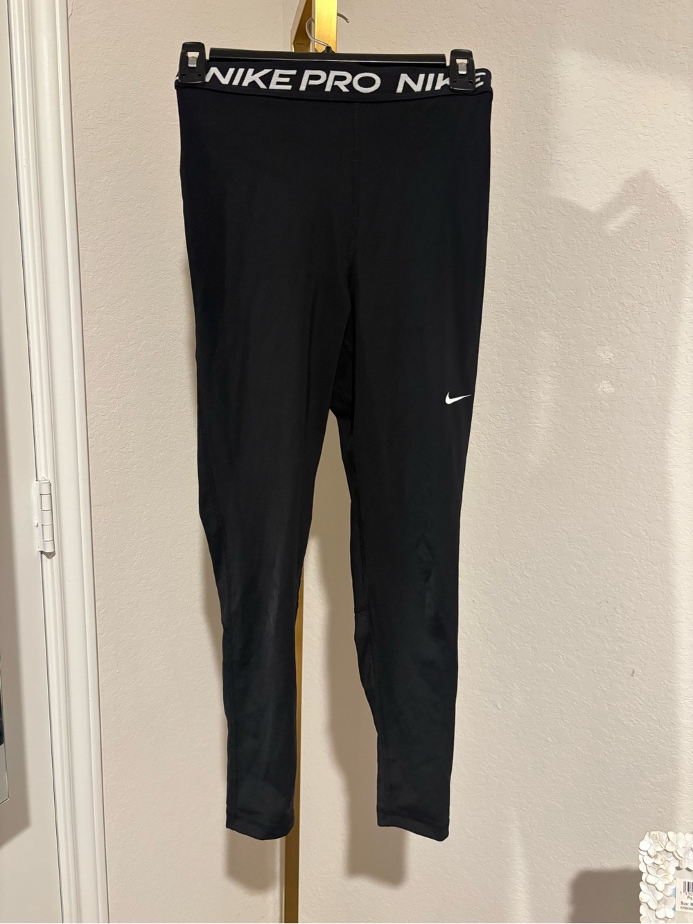 Nike Black Pro Compression Leggings with White Swoosh